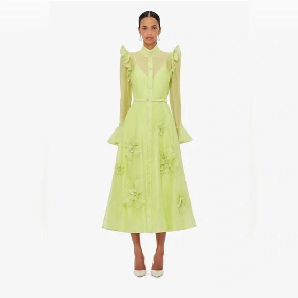 Leo Lin Katrina Petal Butterfly Sleeve Midi Dress - Picture 1 of 13